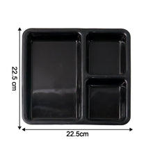 Plastic Multi-compartment Meal Serving Tray  3-section Rectangular Dining Plate (1 Pc  Black)