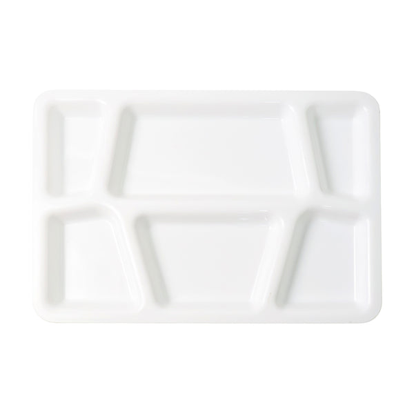 Plastic Multi-compartment Rectangular Meal Serving Tray  Plate (1 Pc  White)
