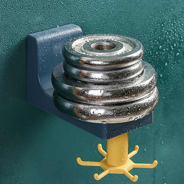 4605 360 Degree Rotating Self Adhesive Plastic Wall Hook Hanger Multifunctional Hanger With 6 Heavy Duty Claw Hooks