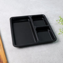 Plastic Multi-compartment Meal Serving Tray  3-section Rectangular Dining Plate (1 Pc  Black)