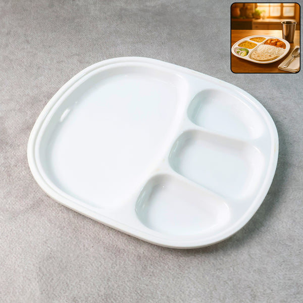 Plastic Large Compartment Dinner Plate  Thali With 4 Sections