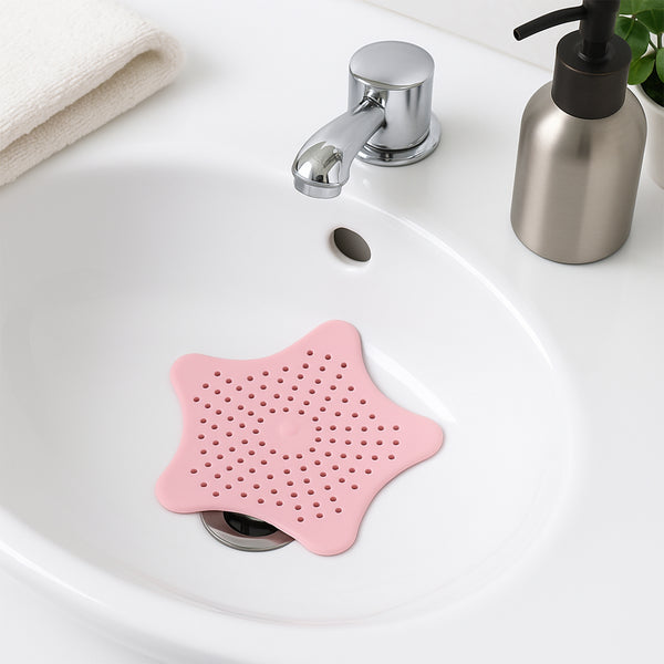 Baby Pink Silicone Star Shaped Sink Filter Bathroom Hair Catcher Drain Strainers For Basin