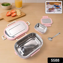 5588 Miracle Carry Lunch Box Microwave Safe Lunch Box With Insulated Bag 2 Compartment Lunch Box (400 Ml  2 Pc)