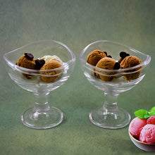 Glass Footed Dessert Bowl Ice Cream Cup (2 Pcs Set)