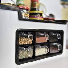 Multifunctional Kitchen Storage Organizer Rack With 6 Spice Containers Knife  Spoon Holder And Top Shelf