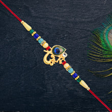Divine Govind Rakhi With Peacock Feather Design And Multicolor Beads