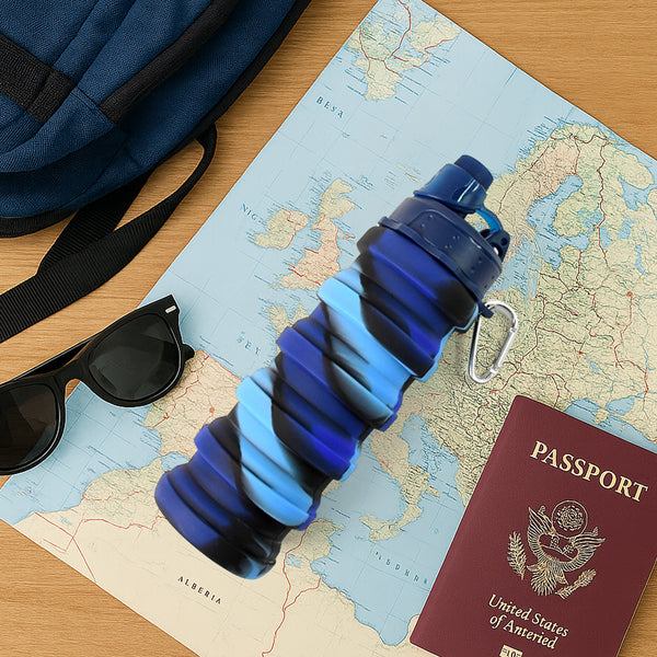 Silicone Foldable Water Bottle (1 Pc  24 Cm Foldable  500 Ml)