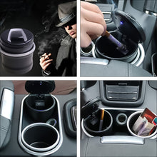 Portable Car Ashtray With Lid And Blue Led Light (1 Pc  With Color Box)